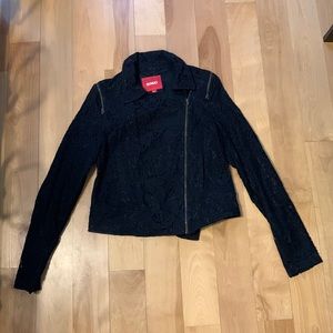 Lace zip up jacket with zipper,